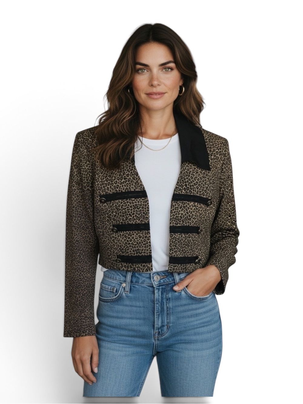 Vintage Leopard Print Cropped Jacket | 90s Style | Small